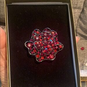 Red Crystal Flower Brooch